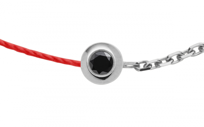 Redline红绳- Pure 0.10克拉圆形钻石白金半绳半链项链- Redline