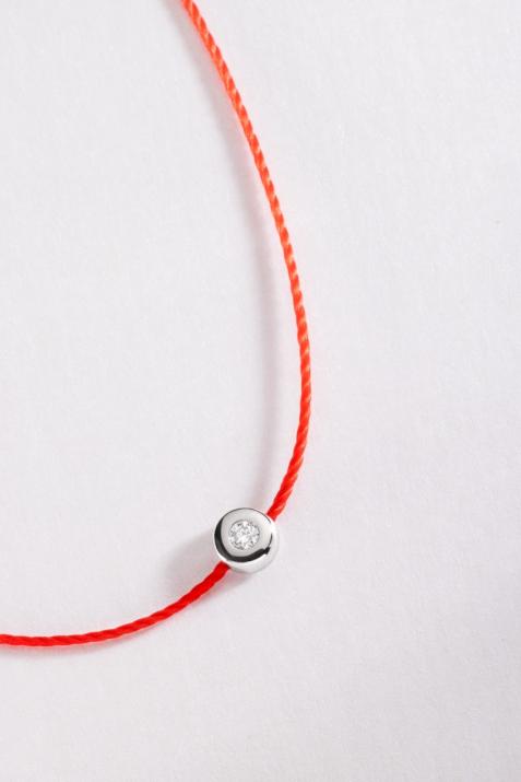 Minimaliste Bébé 0.02克拉圆形钻石白金绳制儿童手链 - Redline - 0++