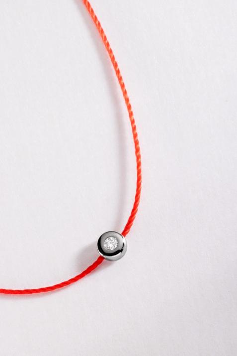 Minimaliste 0.02克拉圆形钻石黑金绳制女士手链 - Redline - 0++