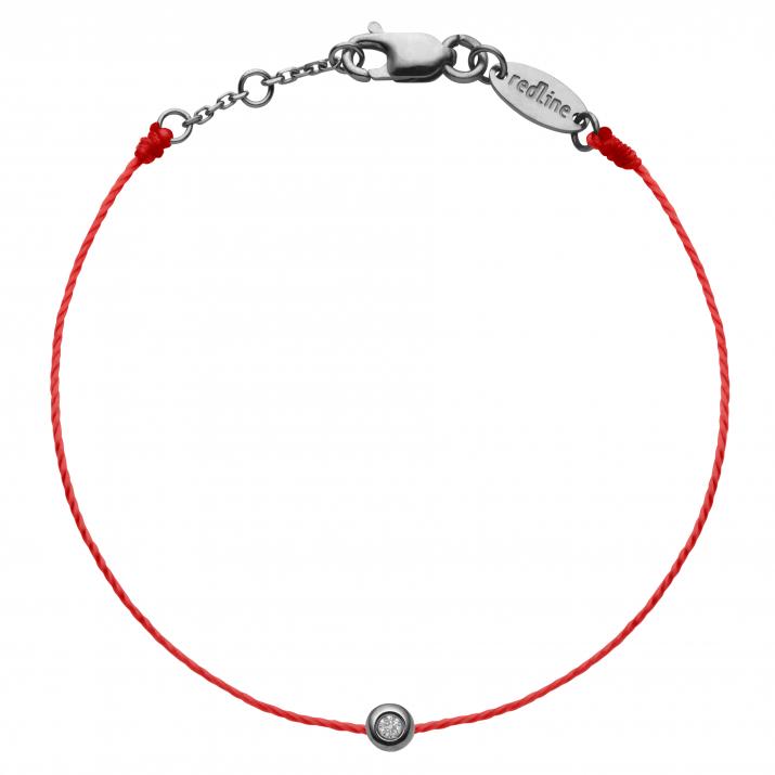 Minimaliste Bébé 0.02克拉圆形钻石黑金绳制儿童手链 - Redline - 0++