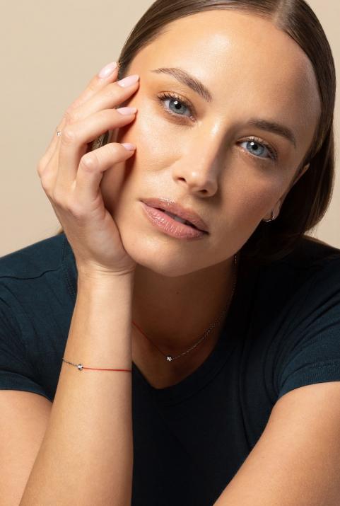 Mini Pure 0.05克拉圆形钻石黑金半绳半链女士手链 - Redline - 0++