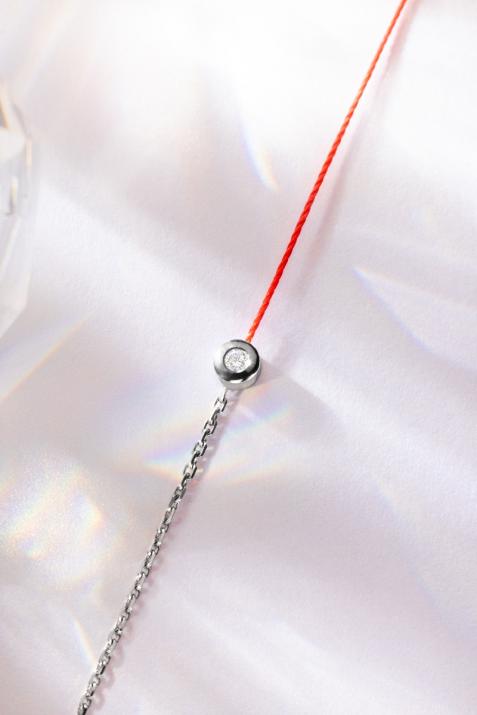 Mini Pure 0.05克拉圆形钻石黑金半绳半链女士手链 - Redline - 0++