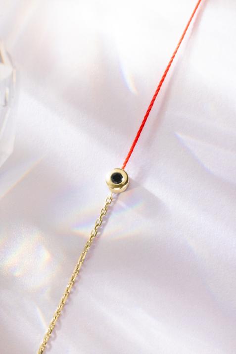 Mini Pure Diamant Noir 0.05克拉圆形黑钻黄金半绳半链女士手链 - Redline - 0++