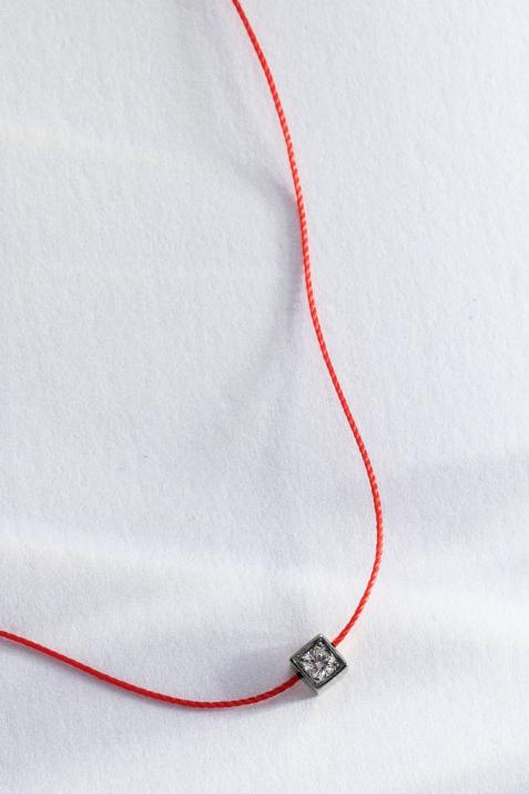 Cube 0.10克拉圆形钻石黑金绳制女士项链 - Redline - 0++