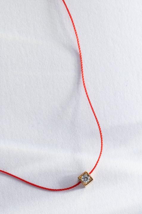 Cube 0.10克拉圆形钻石玫瑰金绳制女士项链 - Redline - 0++