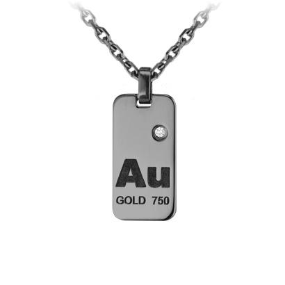 Pendentif Goldy Or 0.05克拉圆形钻石黑金链制女士项链 - Redline