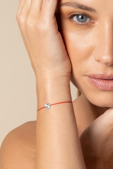 So Vip 0.26克拉圆形钻石白金绳制女士手链 - Redline - 0++