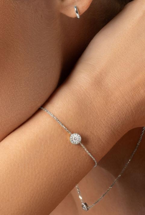 So Vip 0.26克拉圆形钻石白金链制女士手链 - Redline - 0++