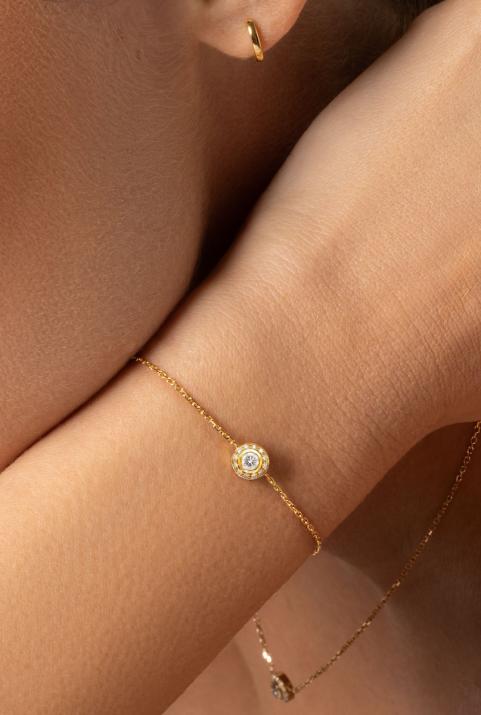 So Vip 0.26克拉圆形钻石黄金链制女士手链 - Redline - 0++