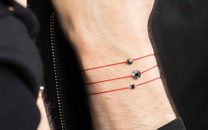 So Vip Kcolor 0.269克拉圆形黑钻黑金绳制男士手链 - Redline - 0++