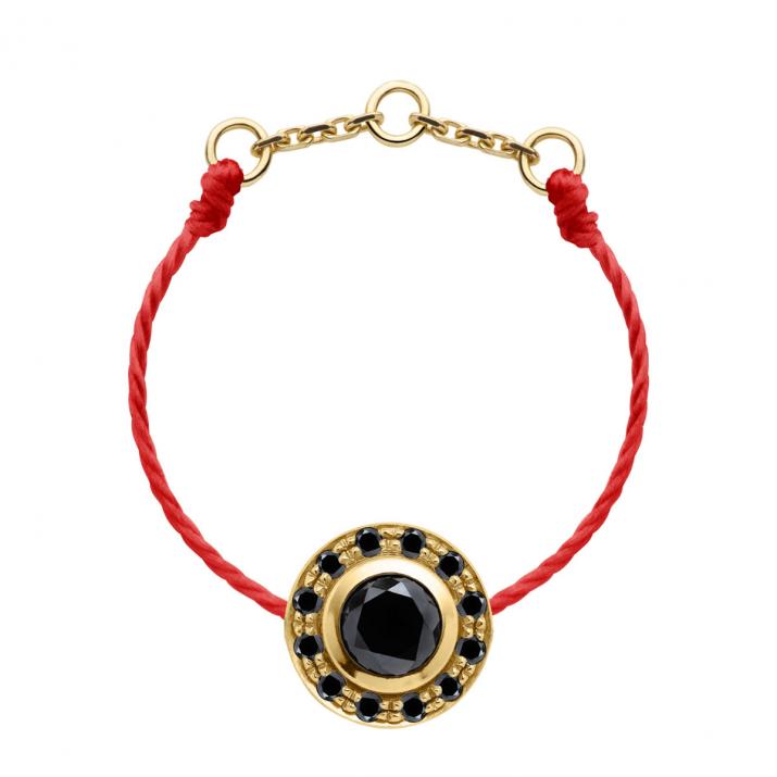 So Vip Kcolor 0.26克拉圆形黑钻黄金绳制戒指 - Redline