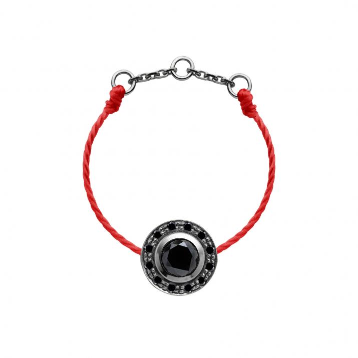 So Vip Kcolor 0.26克拉圆形黑钻黑金绳制戒指 - Redline