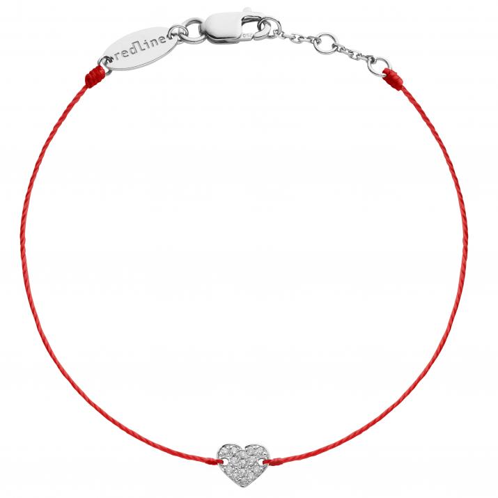 Joli Coeur Bébé 0.07克拉爱心圆形钻石白金绳制儿童手链 - Redline