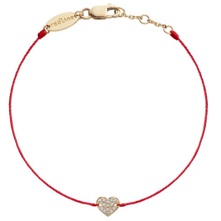 Joli Coeur Bébé 0.07克拉爱心圆形钻石黄金绳制儿童手链 - Redline