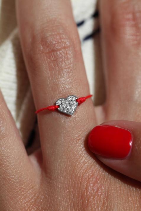 Joli Cœur 0.36克拉爱心圆形钻石白金绳制戒指 - Redline - 0++