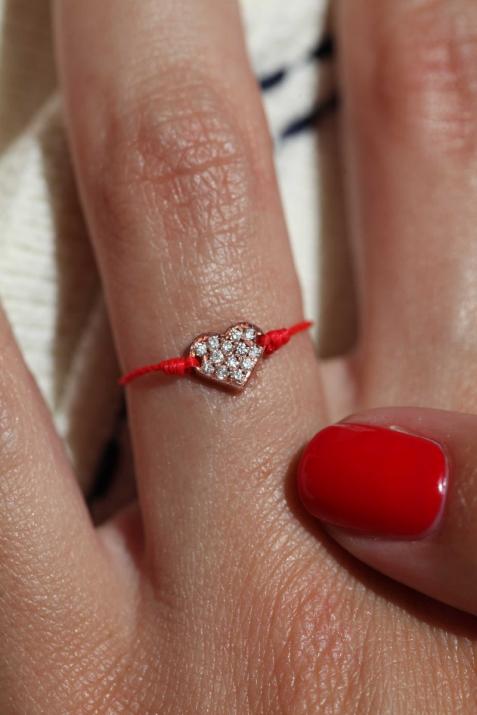 Joli Coeur 0.36克拉爱心圆形钻石玫瑰金绳制戒指 - Redline - 0++