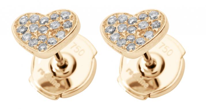 玫瑰金镶钻爱心耳环 - Redline