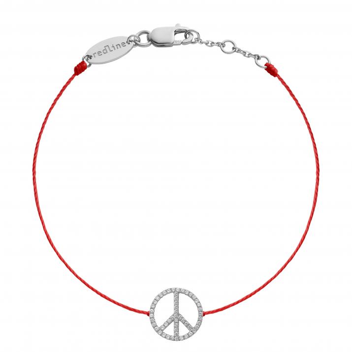 Peace 0.20克拉和平圆形钻石白金绳制女士手链 - Redline
