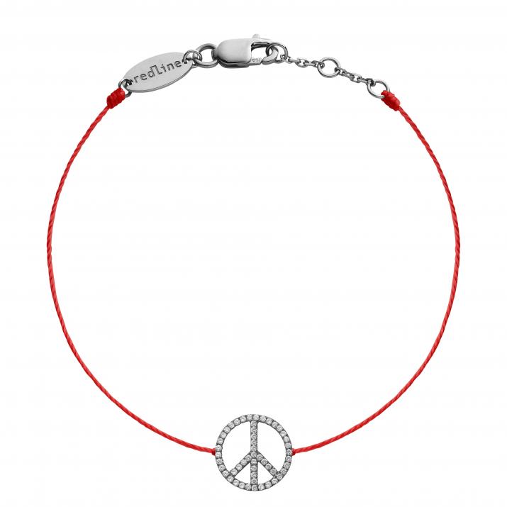 Peace 0.20克拉和平圆形钻石黑金绳制女士手链 - Redline