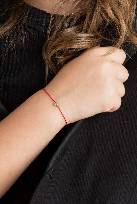 Pure Enfant 0.05克拉圆形钻石黄金绳制儿童手链 - Redline - 0++