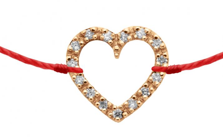 Beau Coeur 0.08克拉爱心圆形钻石玫瑰金绳制女士手链 - Redline - 0++