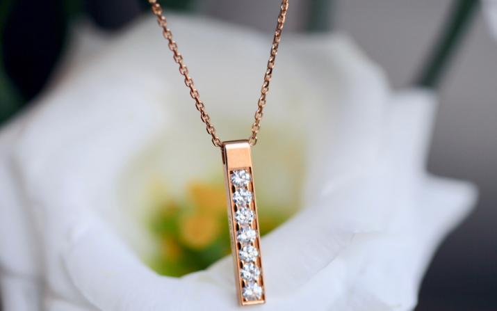 Pendentif Exquise 0.42克拉圆形钻石黄金链制女士项链 - Redline - 0++