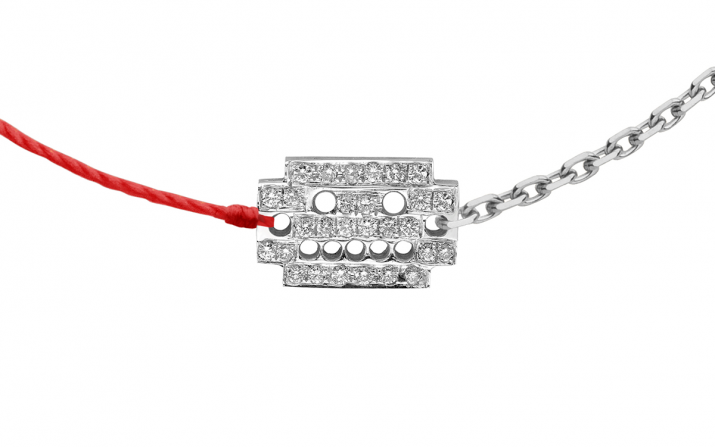 Invader 0.068克拉机器人圆形钻石白金半绳半链女士手链 - Redline - 0++