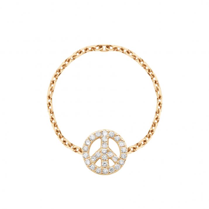 Mini Peace 0.12克拉和平圆形钻石玫瑰金戒指 - Redline