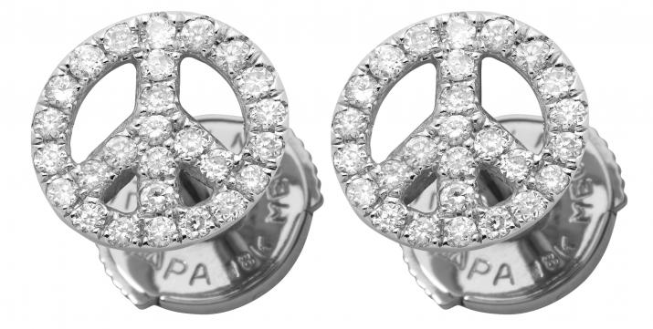 Mini Peace 0.24克拉和平圆形钻石白金耳饰 - Redline