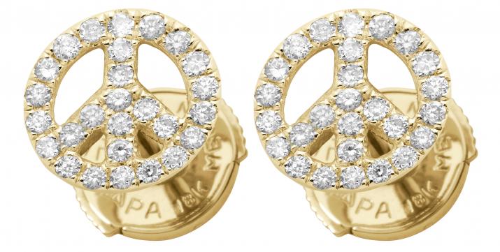 Mini Peace 0.24克拉和平圆形钻石黄金耳饰 - Redline