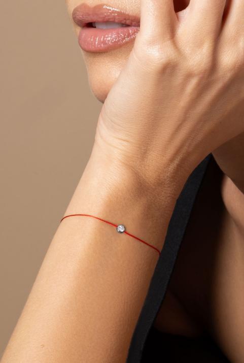 Pure 0.10克拉圆形钻石黑金绳制女士手链 - Redline - 0++