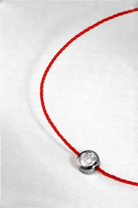 Pure 0.10克拉圆形钻石黑金绳制女士手链 - Redline - 0++