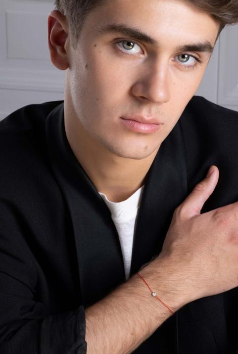 Pure 0.10克拉圆形钻石白金绳制男士手链 - Redline - 0++