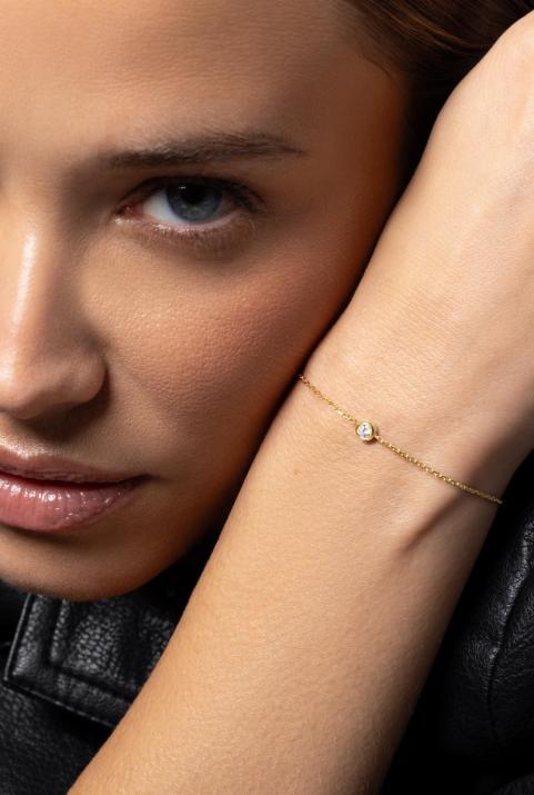 So Pure 0.20克拉圆形钻石黄金链制女士手链 - Redline - 0++