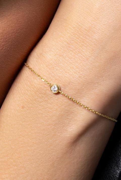 So Pure 0.20克拉圆形钻石黄金链制女士手链 - Redline - 0++