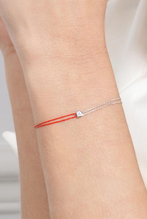 Pure Distingué0.10克拉圆钻包镶白金双绳半绳半链女士手链 - Redline - 0++