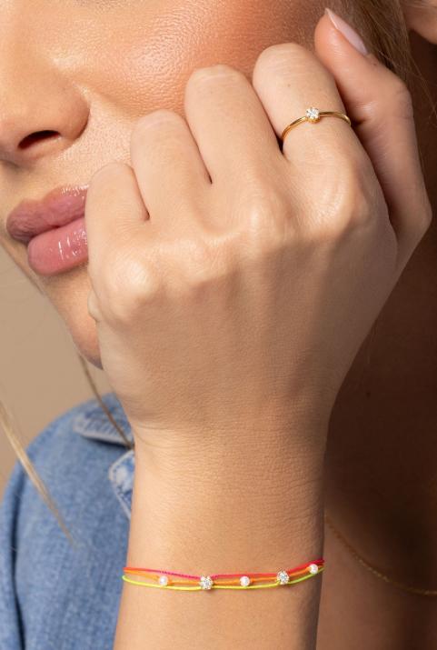 Illusion Étincelant 0.10克拉圆形钻石黄金多绳女士手链 - Redline - 0++