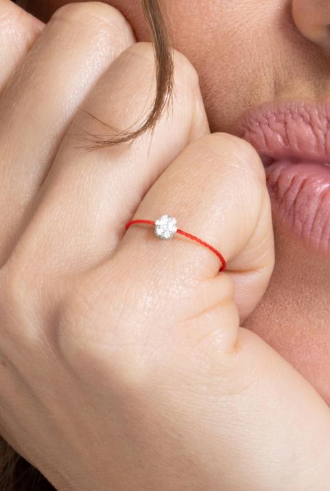 Illusion 0.05克拉圆形钻石白金绳制戒指 - Redline - 0++