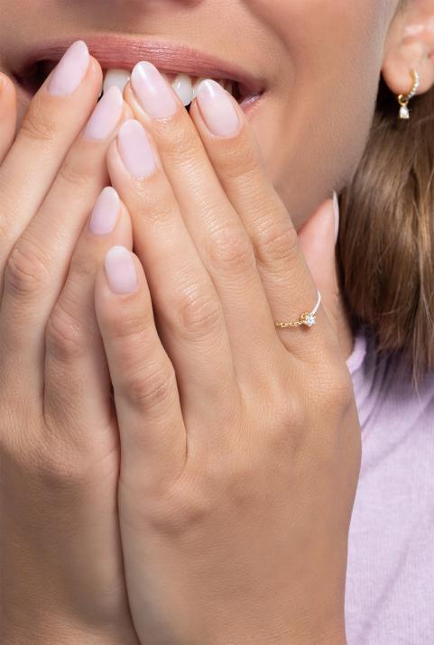 Illusion 0.05克拉圆形钻石黄金半绳半链戒指 - Redline - 0++