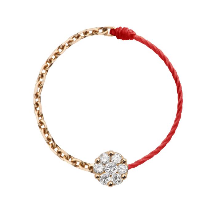 Illusion 0.05克拉圆形钻石玫瑰金半绳半链戒指 - Redline - 0++