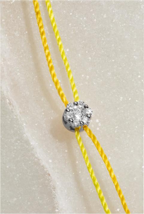 Illusion Twin 0.05克拉圆形钻石黑金双绳女士手链 - Redline - 0++