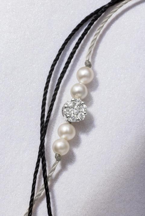 Illusion Perlé 0.05克拉圆形钻石白金多绳女士手链 - Redline - 0++