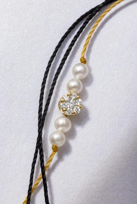 Illusion Perlé 0.05克拉圆形钻石黄金多绳女士手链 - Redline - 0++