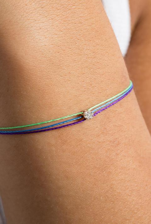 Illusion Fuzz 0.05克拉圆形钻石玫瑰金多绳女士手链 - Redline - 0++