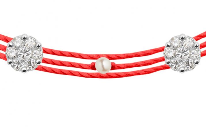 Illusion Étincelant 0.10克拉圆形钻石白金多绳女士手链 - Redline - 0++