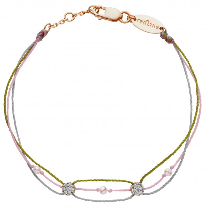 Illusion Étincelant 0.10克拉圆形钻石玫瑰金多绳女士手链 - Redline - 0++