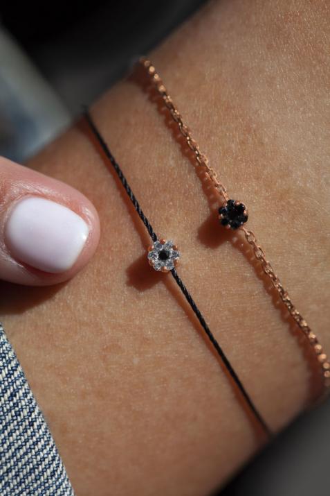 Illusion Kcolor 0.05克拉圆形黑钻玫瑰金链制女士手链 - Redline - 0++