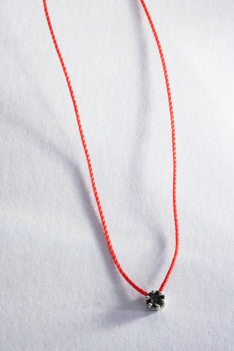 Illusion Kcolor 0.05克拉圆形黑钻白金绳制女士项链 - Redline - 0++