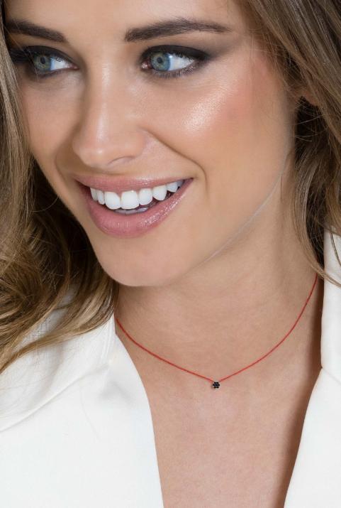 Illusion Kcolor 0.05克拉圆形黑钻白金绳制女士项链 - Redline - 0++