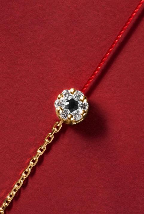 Illusion Colored 0.06克拉钻石黄金半绳半链女士手链 - Redline - 0++